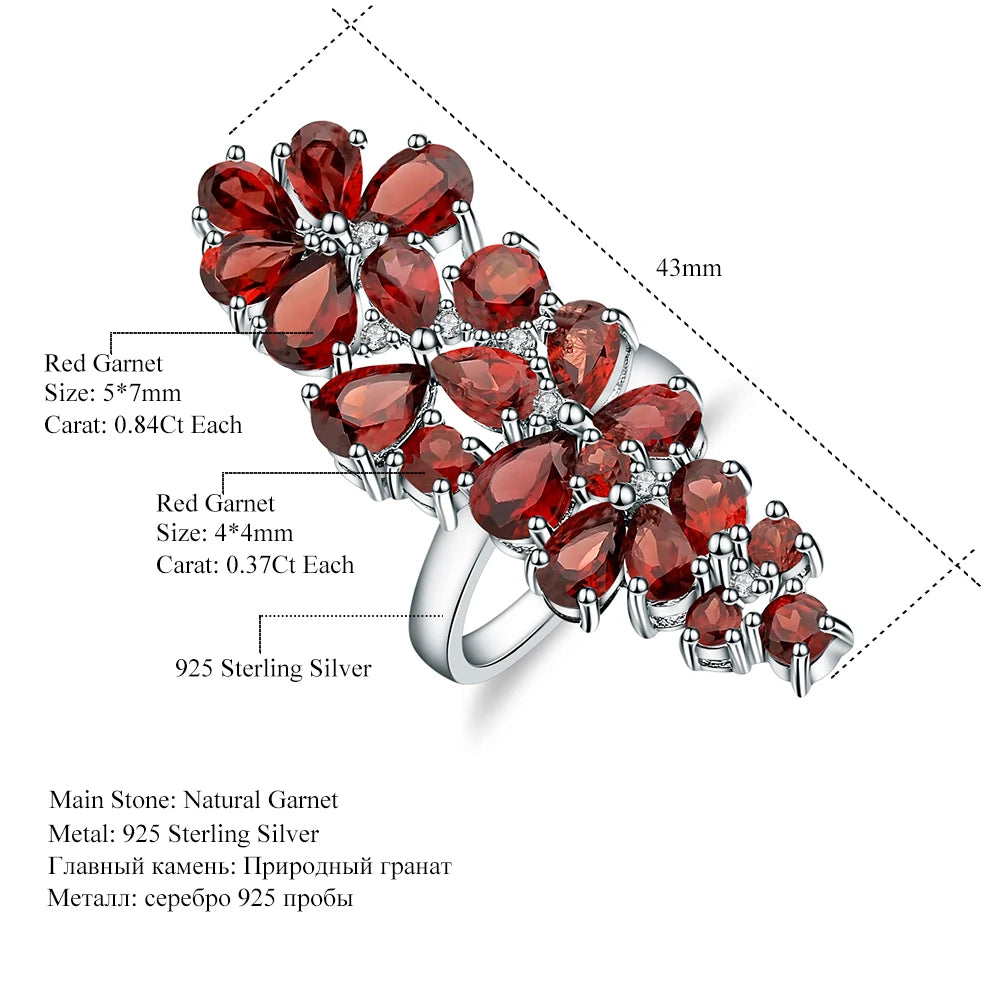 GEM'S BALLET 10.56Ct Natural Red Garnet Gemstone Ring – Bold & Elegant