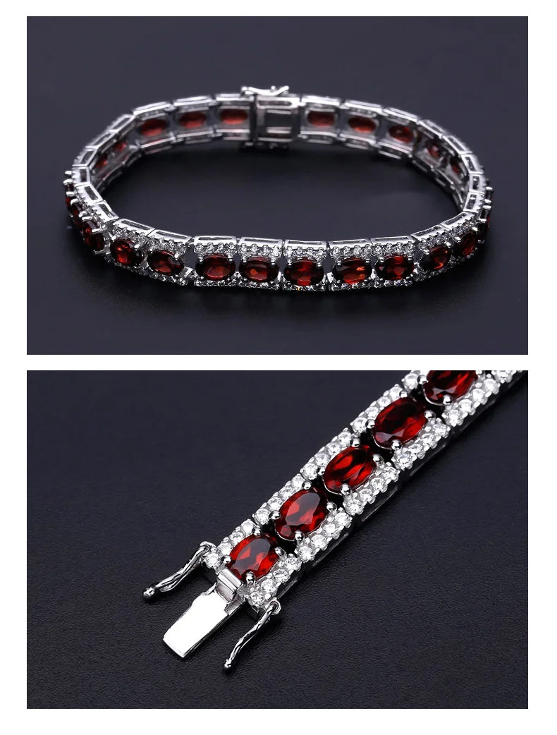 Gem's Ballet Sterling Silver Red Garnet Bracelet – Classic Elegance