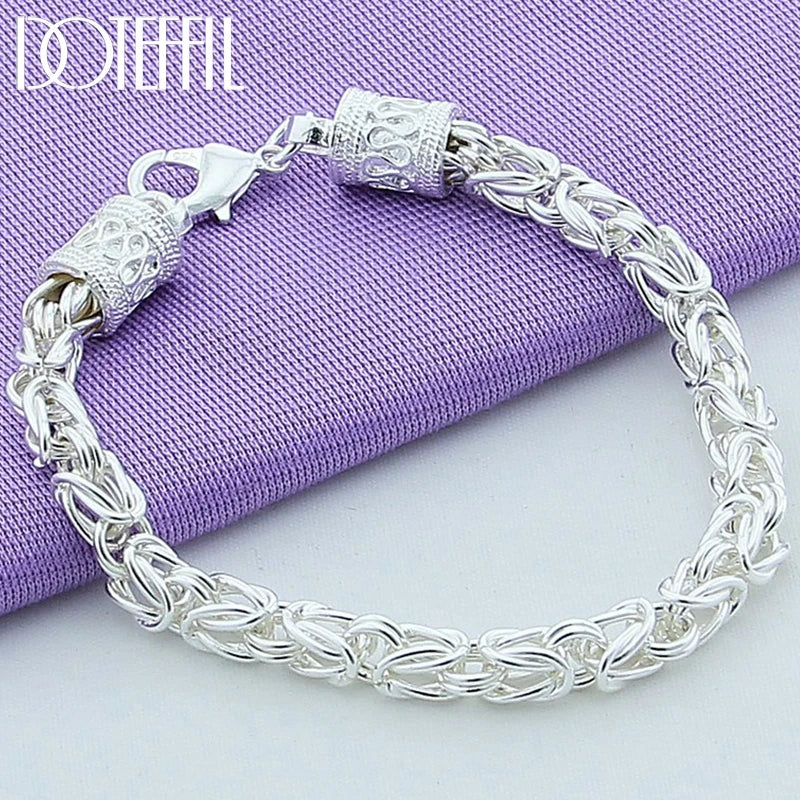 925 Sterling Silver/24K Gold Lobster Clasp Bracelet for Woman Man Fashion Wedding Engagement Jewelry