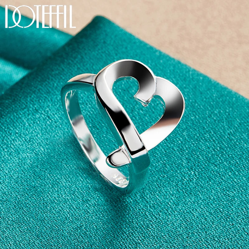 925 Sterling Silver Heart Ring for Women Man Wedding Engagement Party Jewelry