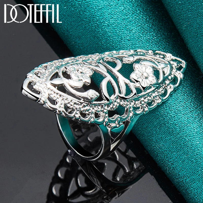 925 Sterling Silver Hollow Carved Ring for Woman Man Fashion Wedding Engagement Party Gift Charm Jewelry