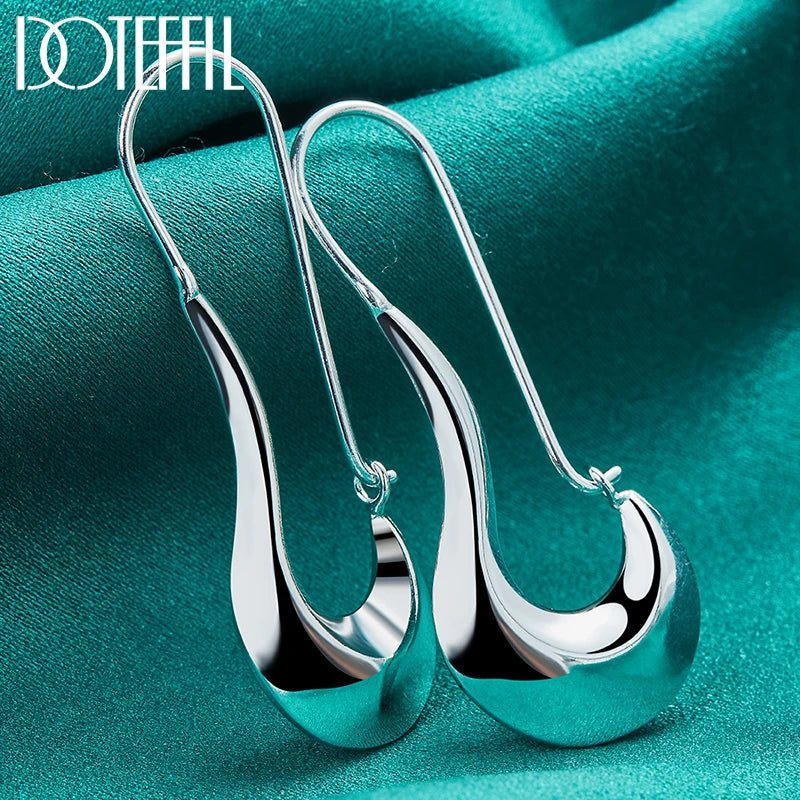 925 Sterling Silver Smooth Shoe Drop Earring for Charm Women Jewelry Fashion Wedding Engagement Party Gift