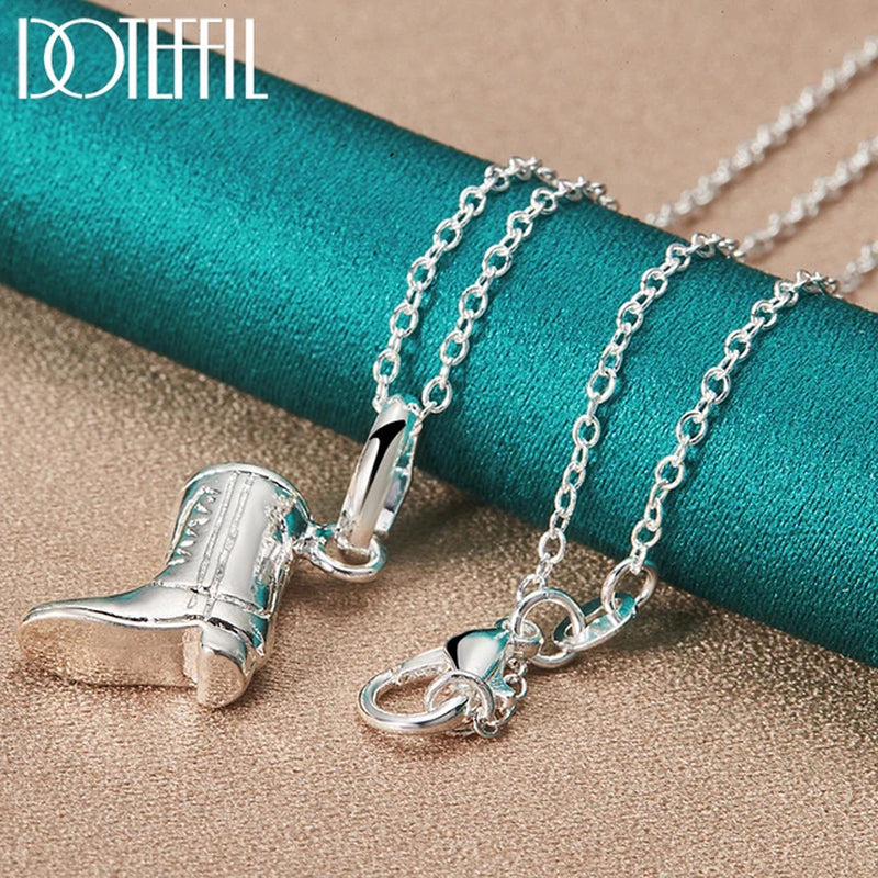 925 Sterling Silver Shoes Boots Pendant Necklace 16-30 Inch Snake Chain for Women Man Wedding Engagement Party Jewelry