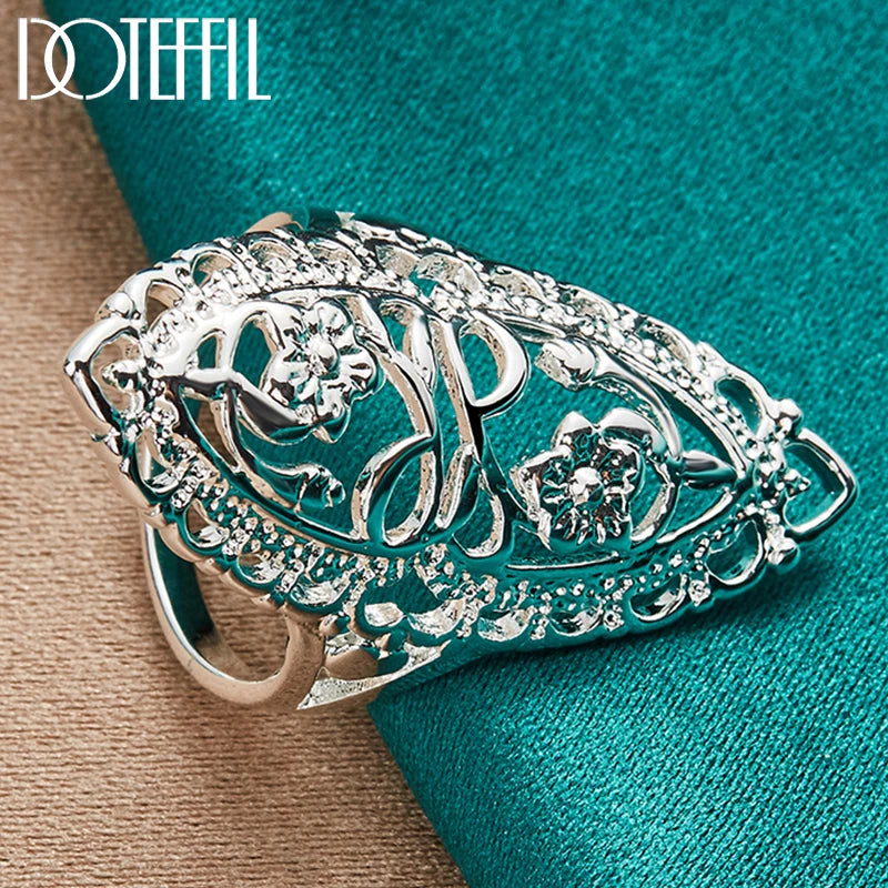 925 Sterling Silver Hollow Carved Ring for Woman Man Fashion Wedding Engagement Party Gift Charm Jewelry