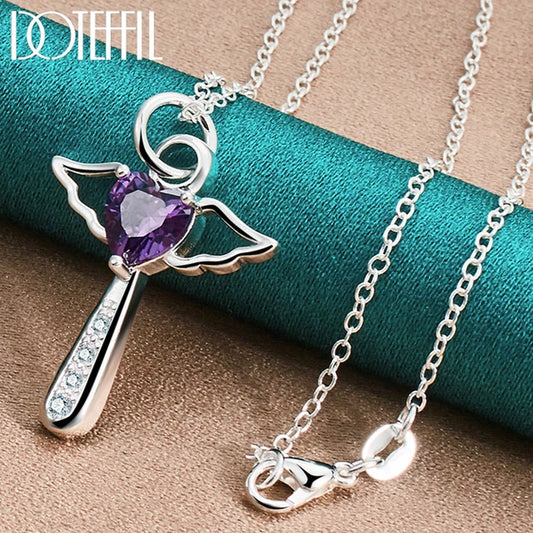 925 Sterling Silver AAA Zircon Cross Pendant Necklace 16-30 Inch Chain for Women Man Wedding Engagement Party Jewelry