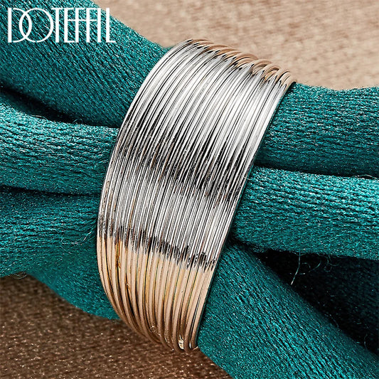 925 Sterling Silver Multi-Line Open Ring for Women Man Wedding Engagement Party Fashion Charm Jewelry