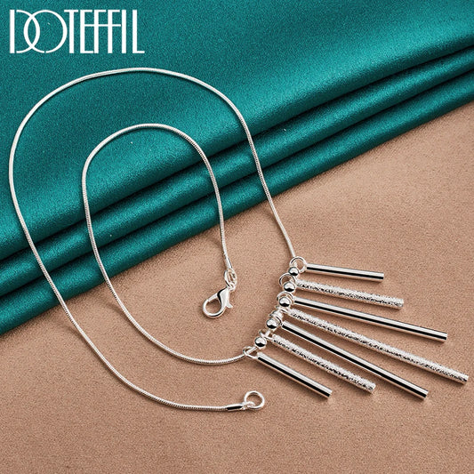 925 Sterling Silver Snake Chain Smooth Bead Pendant Necklace for Man Women Fashion Wedding Party Charm Jewelry