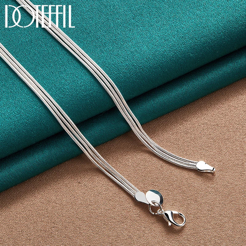 925 Sterling Silver 18-Inch Snake Chain O-Shaped Frosted Pendant Necklace for Women Fashion Wedding Party Charm Jewelry