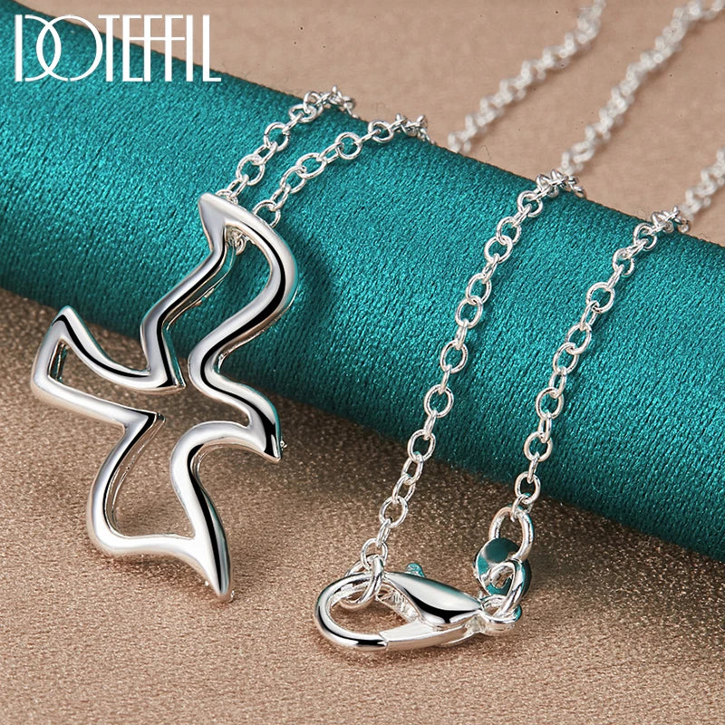 925 Sterling Silver 18 Inch Chain Bird Pigeon Pendant Necklace for Woman Wedding Engagement Fashion Charm Jewelry