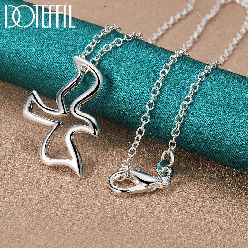 925 Sterling Silver 18 Inch Chain Bird Pigeon Pendant Necklace for Woman Wedding Engagement Fashion Charm Jewelry