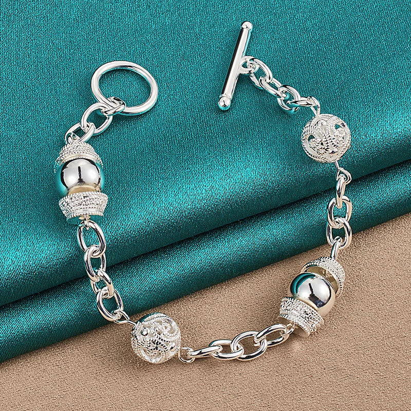 925 Sterling Silver Charm Hollow Ball Bracelet for Woman Man Wedding Engagement Party Fashion Jewelry