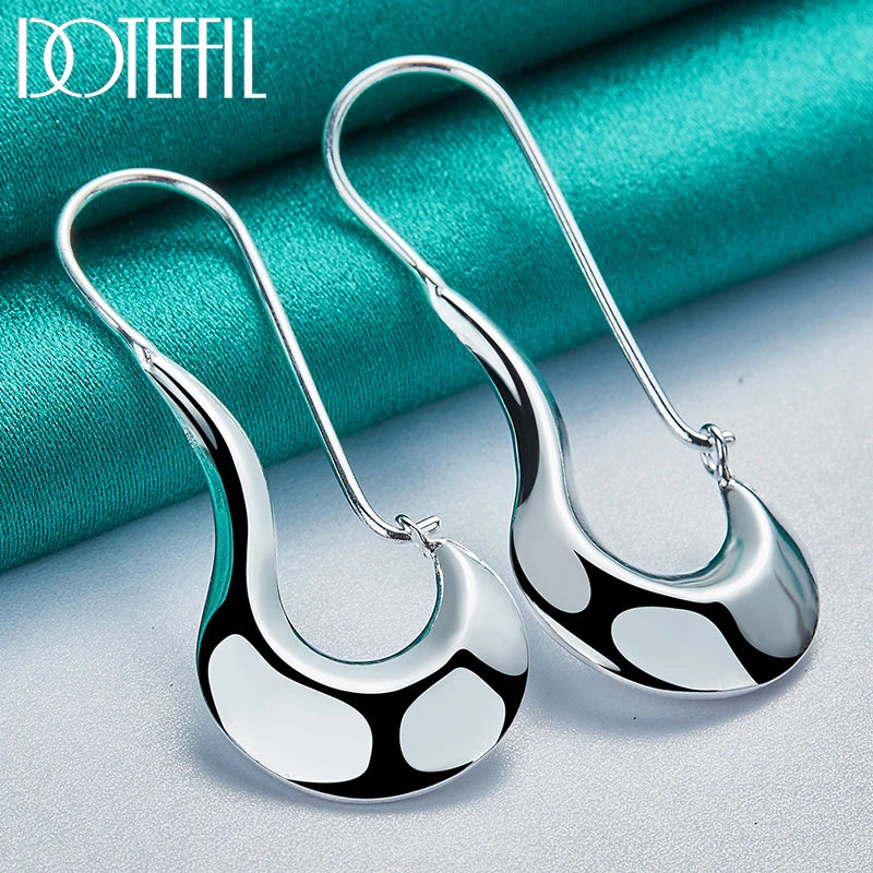 925 Sterling Silver Smooth Shoe Drop Earring for Charm Women Jewelry Fashion Wedding Engagement Party Gift