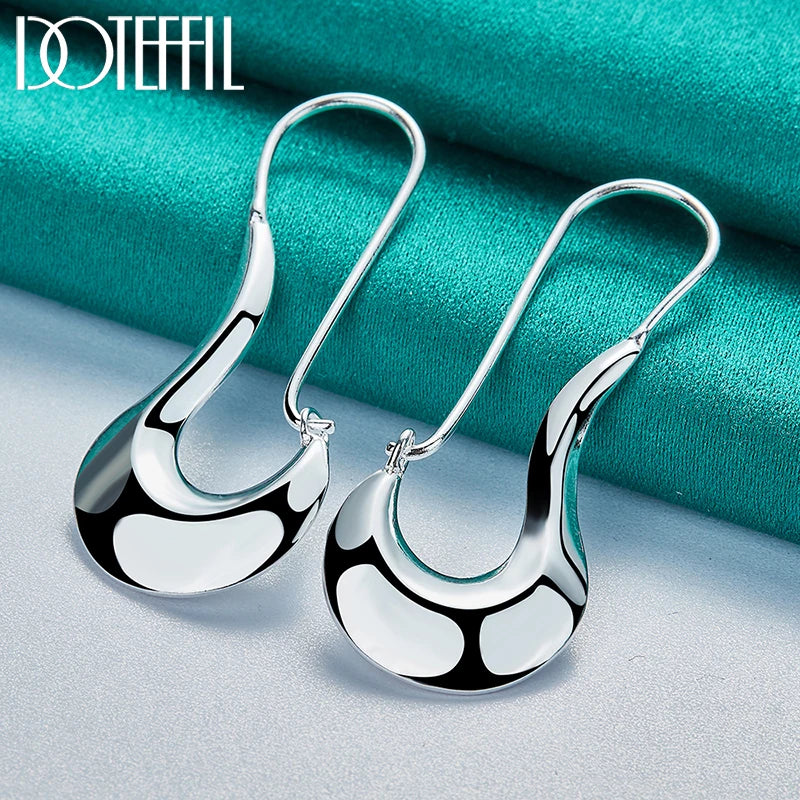 925 Sterling Silver Smooth Shoe Drop Earring for Charm Women Jewelry Fashion Wedding Engagement Party Gift