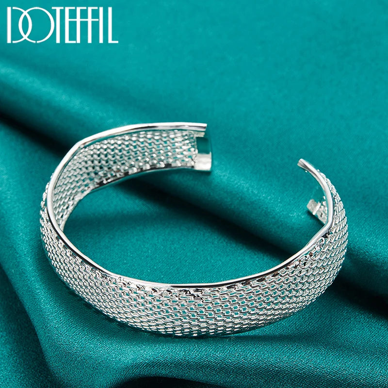 925 Sterling Silver Opening Braided Bangles for Women Wedding Engagement Party European American Style Bracelet Jewelry