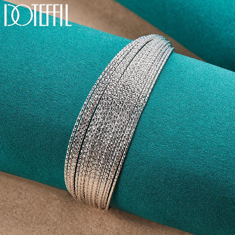 925 Sterling Silver Multi-Line Bangle Bracelet for Woman Man Wedding Engagement Fashion Charm Party Jewelry