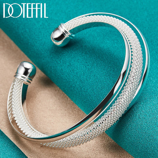 925 Sterling Silver Large Reticulated Smooth Bangle Bracelet for Woman Man Wedding Engagement Jewelry