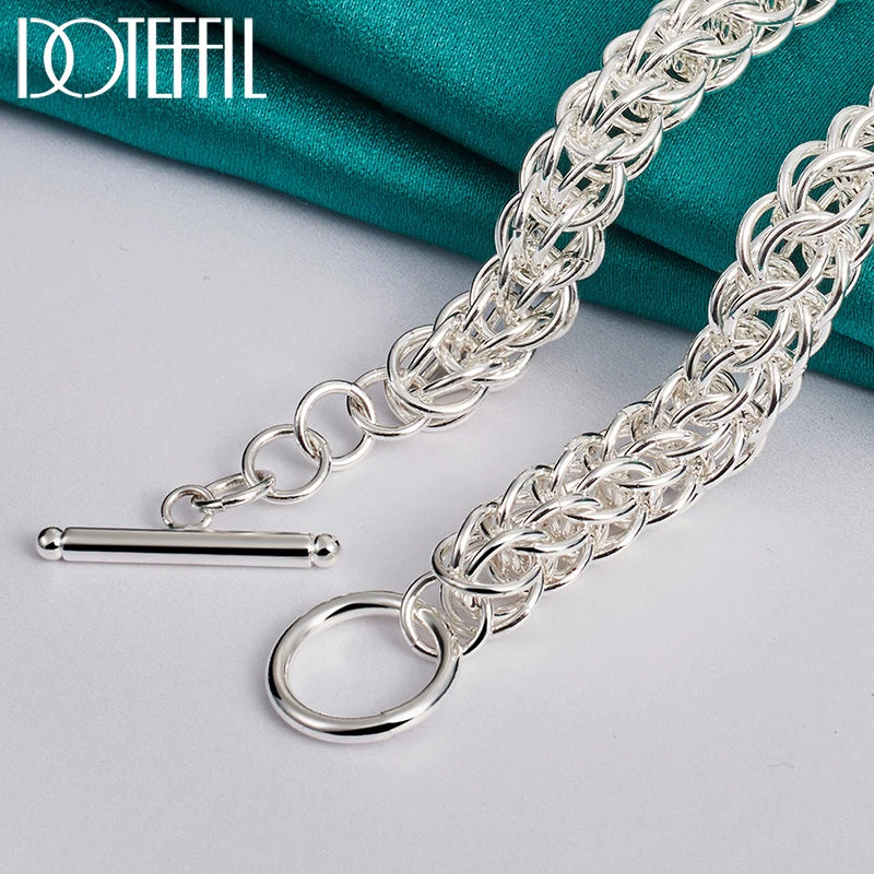 925 Sterling Silver Many Circles Chain Necklace for Man Woman Wedding Engagement Fashion Jewelry