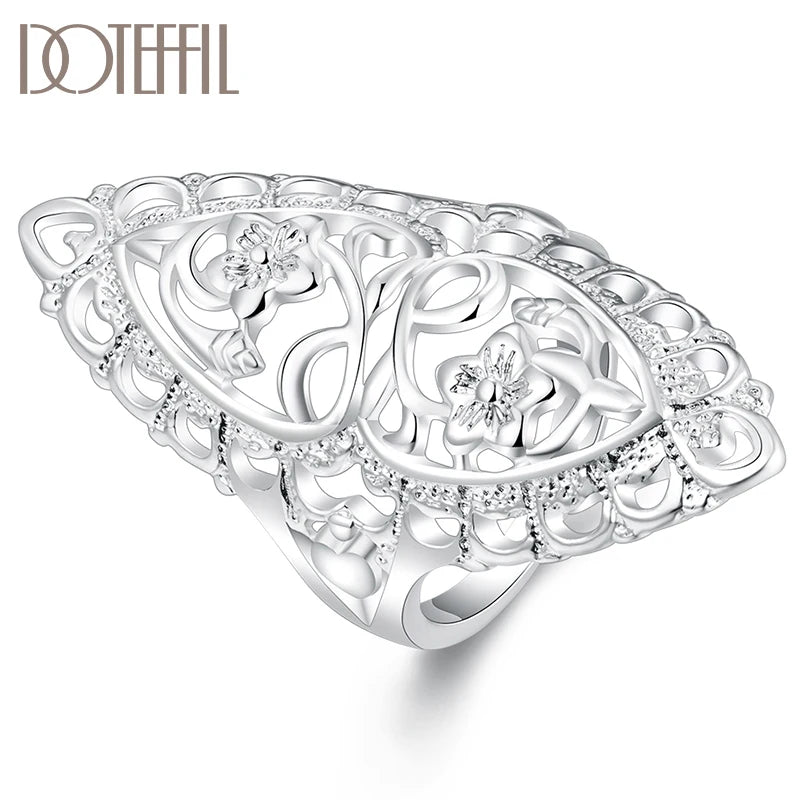 925 Sterling Silver Hollow Carved Ring for Woman Man Fashion Wedding Engagement Party Gift Charm Jewelry