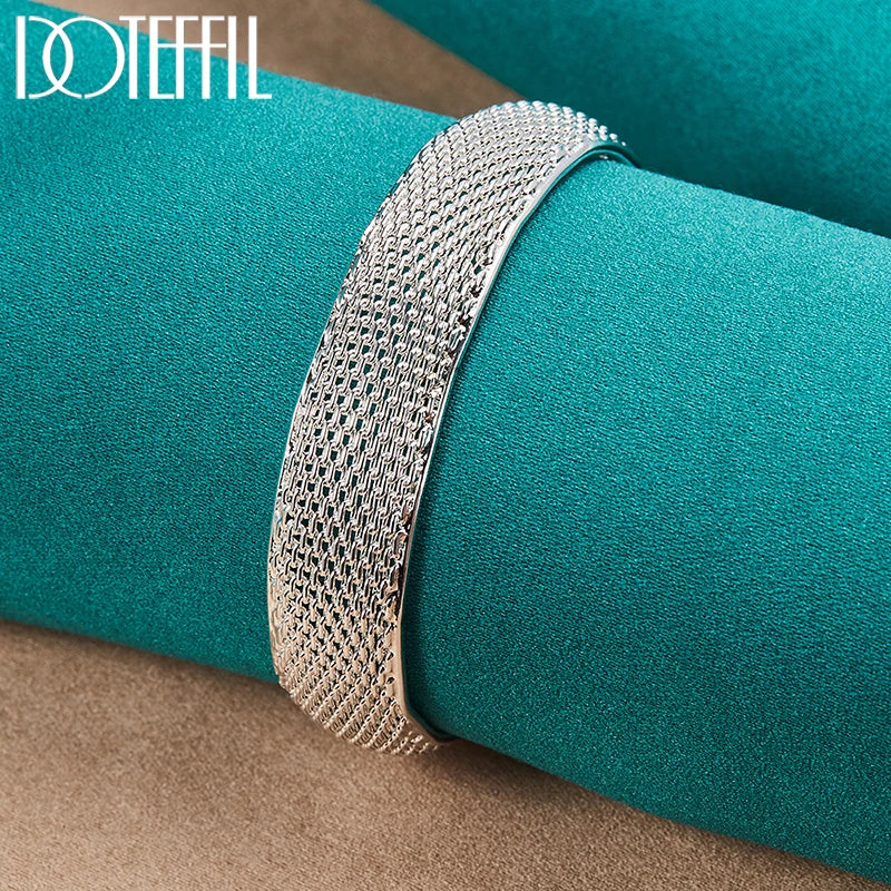 925 Sterling Silver Opening Braided Bangles for Women Wedding Engagement Party European American Style Bracelet Jewelry