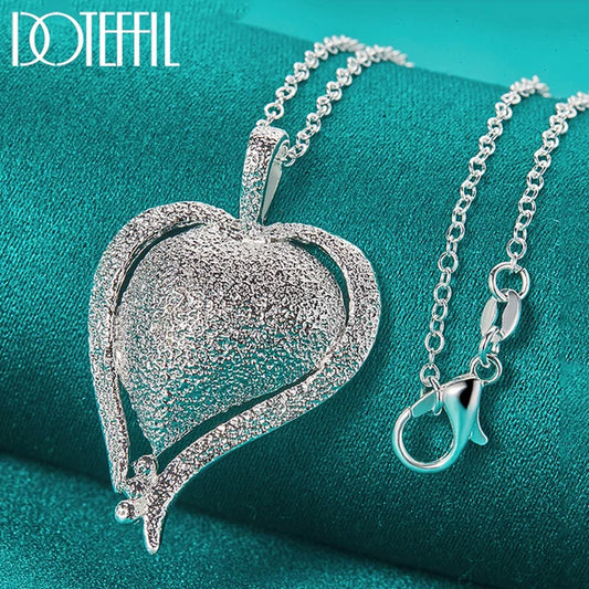 925 Sterling Silver Heart Pendant Necklace 16-30 Inch Snake Chain for Woman Wedding Engagement Party Charm Jewelry