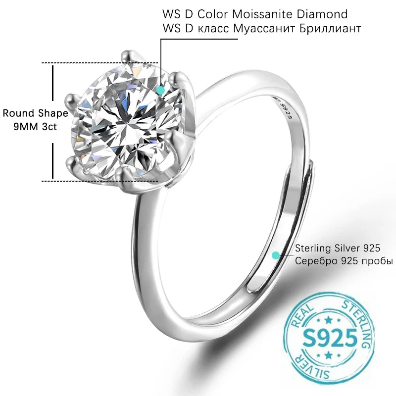 GRA Certified 0.5-3CT Moissanite Ring VVS1 Lab Diamond Solitaire Ring for Women Engagement Promise Wedding Band Jewelry