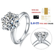 GEM'S BALLET 5.0CTW Moissanite Solitaire Engagement Ring – Timeless Brilliance