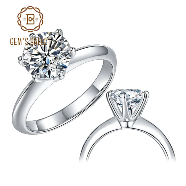 GEM'S BALLET 18K White Gold Moissanite Solitaire Engagement Ring – Timeless Brilliance