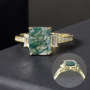 GEM'S BALLET 2.38Ct Moss Agate Three-Stone Ring