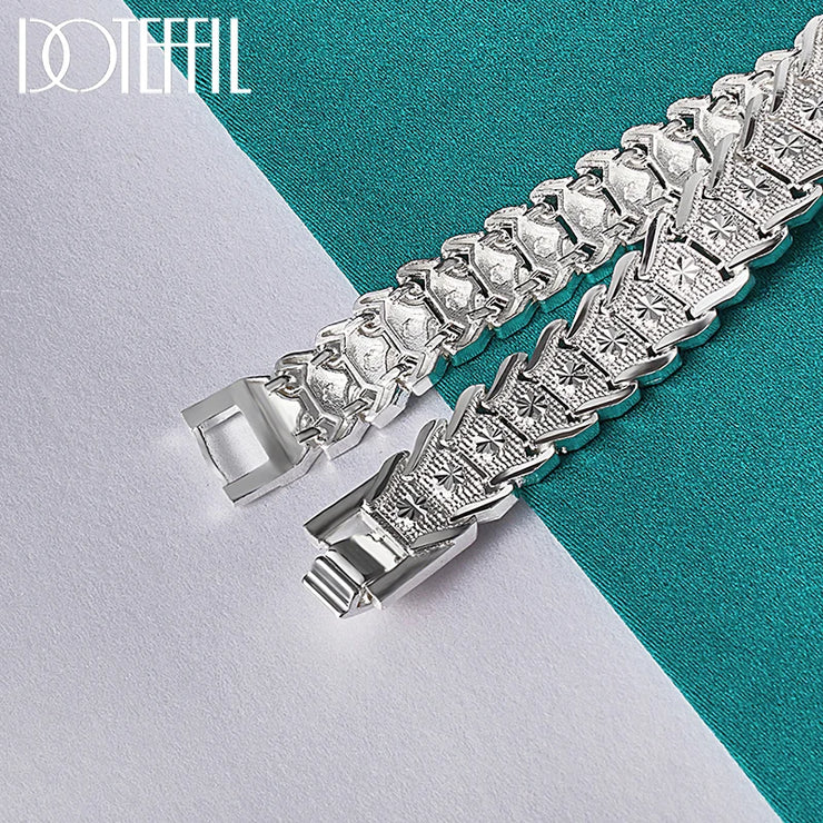 Add Timeless Elegance with DOTEFFIL 925 Sterling Silver Watchband Network Heart Bracelet Chain