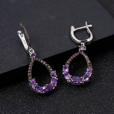 GEM'S BALLET Natural Amethyst Drop Earrings for Women 925 Sterling Silver Dangle Elegant Wedding Jewelry Bijoux 2020 New Brincos