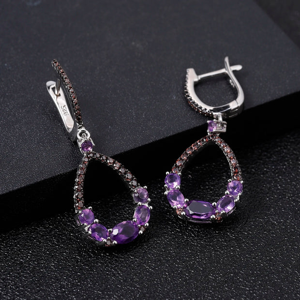 GEM'S BALLET Natural Amethyst Drop Earrings for Women 925 Sterling Silver Dangle Elegant Wedding Jewelry Bijoux 2020 New Brincos