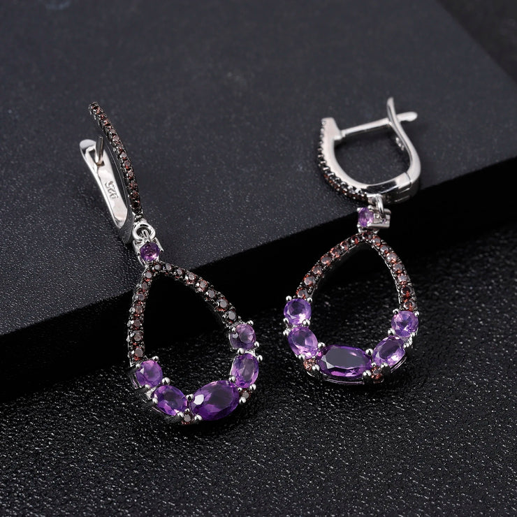 GEM'S BALLET Natural Amethyst Drop Earrings for Women 925 Sterling Silver Dangle Elegant Wedding Jewelry Bijoux 2020 New Brincos