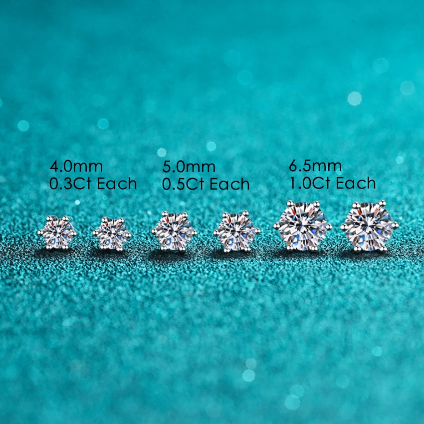 GEM'S BALLET 585 14K 10K 18K Gold 925 Silver Earrings 5mm 6.5mm Round Moissanite Stud Earrings For Women Wedding Fine Jewelry