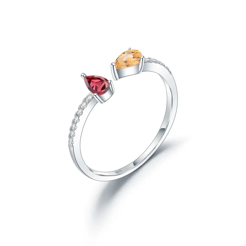 GEM'S BALLET Sterling Silver Adjustable Gemstone Ring – Timeless Elegance