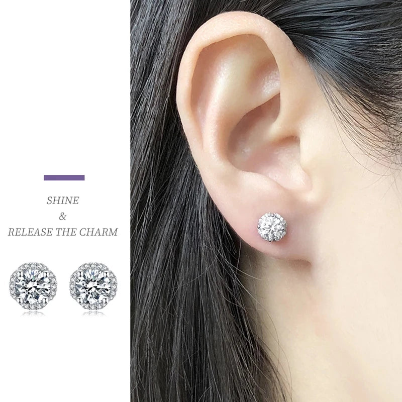 GEM'S BALLET 5.0mm 1.0Ct D Color Moissanite Stud Earrings – Timeless Sparkle & Elegance