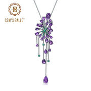 GEM'S BALLET 8.88Ct Natural Amethyst Vintage Gothic Punk 925 Sterling Sliver Gemstone Pendant Necklace For Women Party Jewelry