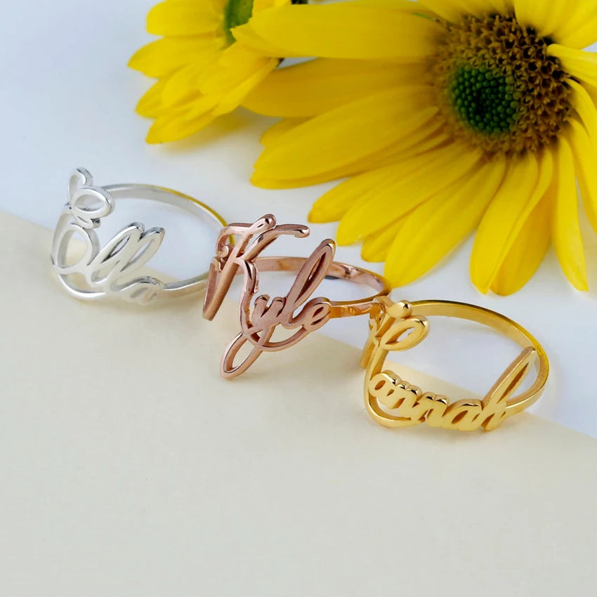 Personalized Stackable Name Rings – Custom Wedding Jewelry