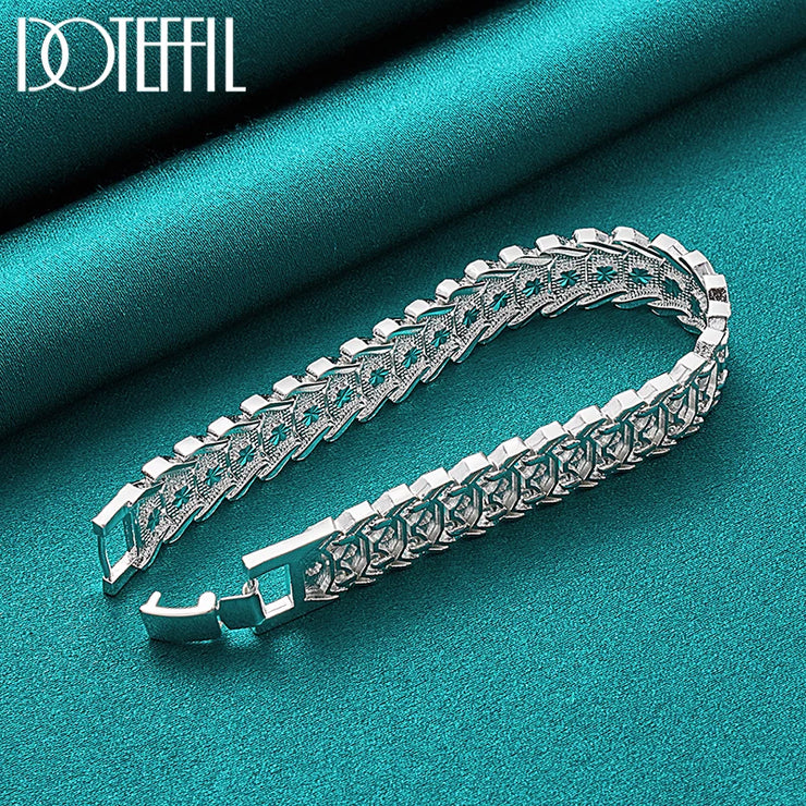 Add Timeless Elegance with DOTEFFIL 925 Sterling Silver Watchband Network Heart Bracelet Chain