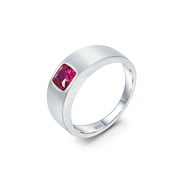 GEM'S BALLET 925 Sterling Silver Cushion Cut Men’s Ring – Bold & Timeless