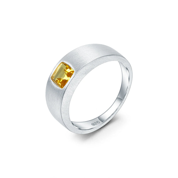 GEM'S BALLET 925 Sterling Silver Cushion Cut Men’s Ring – Bold & Timeless