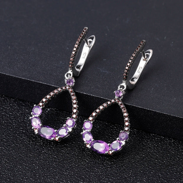 GEM'S BALLET Natural Amethyst Drop Earrings for Women 925 Sterling Silver Dangle Elegant Wedding Jewelry Bijoux 2020 New Brincos
