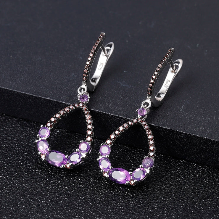 GEM'S BALLET Natural Amethyst Drop Earrings for Women 925 Sterling Silver Dangle Elegant Wedding Jewelry Bijoux 2020 New Brincos