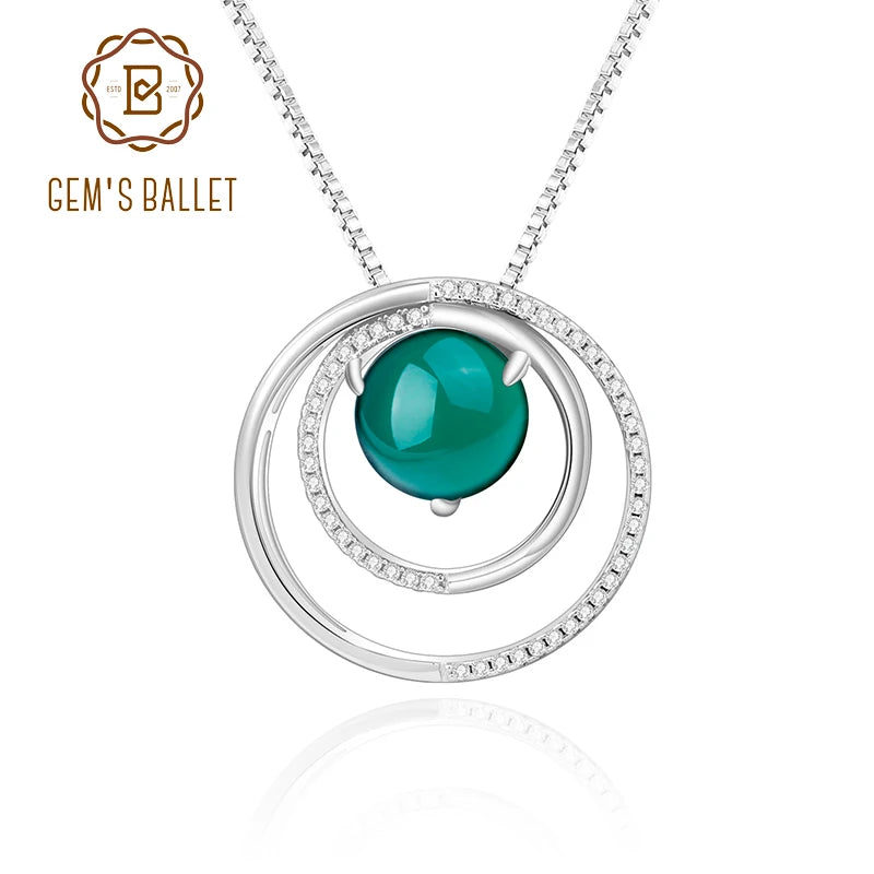 Gem’s Ballet Green Agate Double Circle Pendant – Timeless Elegance