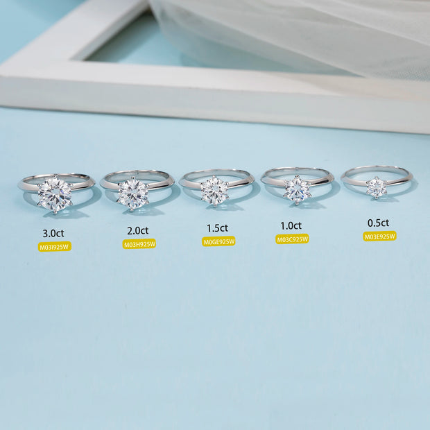 GEM'S BALLET 18K White Gold Moissanite Solitaire Engagement Ring – Timeless Brilliance