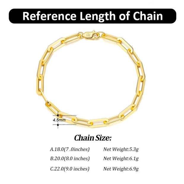 ORSA JEWELS 14K Gold Plated Genuine 925 Sterling Silver Paperclip Neck Chain 6/9.3/12mm Link Necklace for Women Men Jewelry SC39