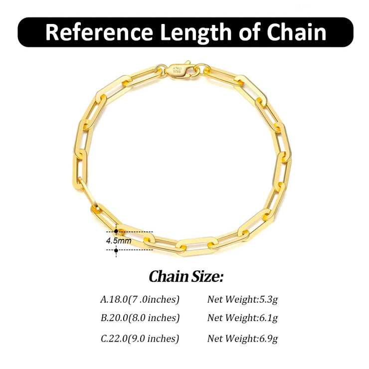 ORSA JEWELS 14K Gold Plated Genuine 925 Sterling Silver Paperclip Neck Chain 6/9.3/12mm Link Necklace for Women Men Jewelry SC39