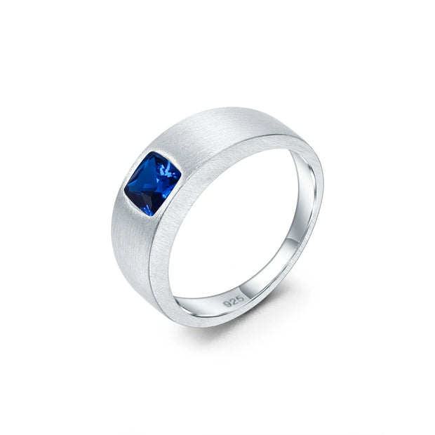 GEM'S BALLET 925 Sterling Silver Cushion Cut Men’s Ring – Bold & Timeless
