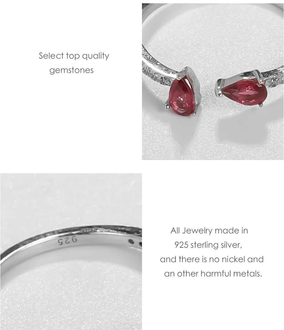 GEM'S BALLET Sterling Silver Adjustable Gemstone Ring – Timeless Elegance