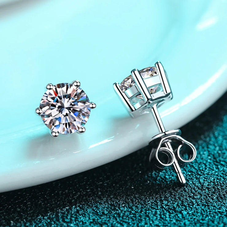 GEM'S BALLET Gold & Silver Moissanite Stud Earrings – Timeless Sparkle