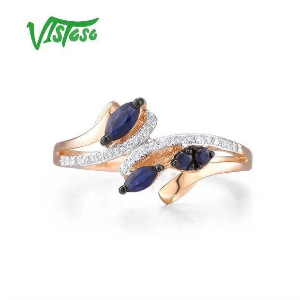 VISTOSO 14K Rose Gold Blue Sapphire & Diamond Ring